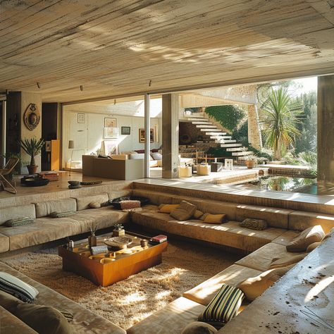 Sunken Living Room AKA Conversation Pits: What Are They And Where Are They Now? — Living Bright Interiors Home, Architecture, Sunken Living Room, Modern Conversation Pit, Sunk In Living Room, Mid Century Modern House, Mid Century House, Midcentury Home, House Inspo