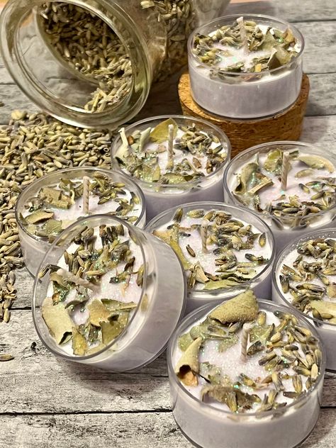 Lavender and Sage scented candle, Herbal Candle, Botanical Candle, Soy Tea Lights Lavender Candle,Sage Candle, Aromatherapy Candle by Burningtreecandle on Etsy Scented Tea Lights, Aromatherapy Candles, Candle Smell, Tea Light Candles, Sage Candle, Essential Oil Candles, Lavender Candle, Herbal Candles, Sandalwood Candles