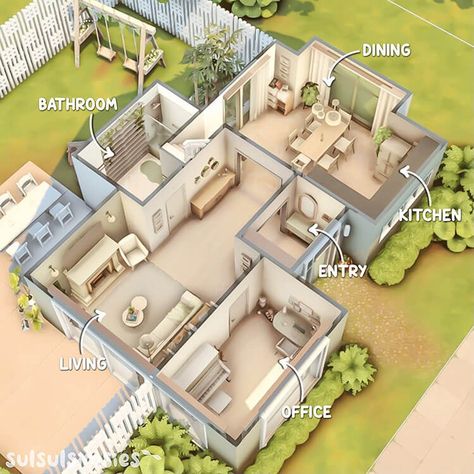 15 Sims 4 House Layouts (and Floor Plans) to Build Your Dream Home - Mom's Got the Stuff Layout, The Sims, Sims House Ideas Layout, Sims House Plans, Sims 4 House Plans, Build Your Dream Home, Sims House Design, One Bedroom House, Sims 3 Houses Plans