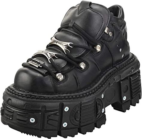 Amazon.com | New Rock M-tank106-c1 Unisex Platform Shoes | Boots Leather Shoes, Ankle Boots, Unisex, Shoes, Platform, Rubber Shoes, Leather Shoe Laces, Black Platform, Swag Shoes
