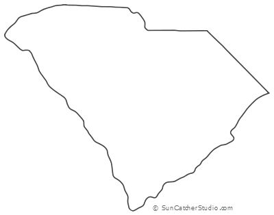 South Carolina - Map Outline, Printable State, Shape, Stencil, Pattern