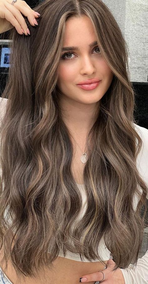 50+ Brunette + Brown Hair Colours & Hairstyles : Ash Brown with Highlights Popular, Balayage, Chestnut Brown Hair With Highlights Light, Honey Brown Hair, Ash Brown Hair With Highlights, Highlights For Dark Brown Hair, Brown Hair Colors, Brown Blonde Hair, Brown Hair With Highlights
