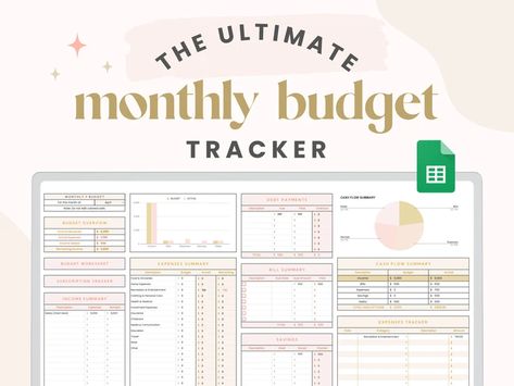 5 Best Aesthetic Monthly Budget Finance Tracker Google Sheets Digital Templates — DIAxNA Planners, Monthly Budget Spreadsheet, Monthly Budget Planner, Monthly Budget, Budget Spreadsheet, Budgeting Finances, Budget Tracking, Budget Categories, Budget List