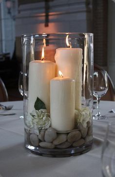18 Gorgeous Vase Filler Ideas Fill with floating candle, shammrocks, a red rose, and rest on a book...Harry potter/Jane Austen/classic literature Wedding Flowers, Decoration, Centrepieces, Wedding Centrepieces, Wedding Centerpieces Diy, Wedding Centerpieces, Centerpieces, Wedding Table, Centerpiece