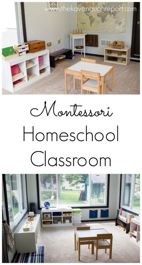 Moving on from Homeschooling -- A Final Look at our Classroom from The Kavanaugh Report Montessori, Montessori Toddler, Preschool Homeschool Room, Toddler Homeschool Room, Homeschool Rooms, Montessori Homeschool Room, Toddler Homeschool, Homeschool Preschool, Montessori Homeschool