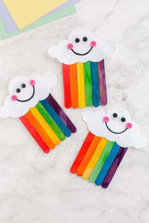 Popsicle Stick Crafts For Kids, Popsicle Stick Art, Popsicle Crafts, Popsicle Sticks, Popsicle Art, Diy Popsicle Stick Crafts, Craft With Popsicle Sticks, Rainbow Diy Crafts, Rainbow Crafts Preschool