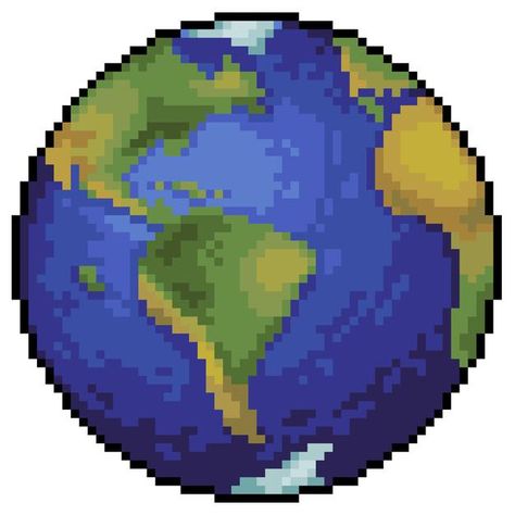Pixel art planeta terra para jogo de bit... | Premium Vector #Freepik #vector #fundo #agua #circulo #mapa Pixel Art Map World, Circle Pixel Art, Earth Pixel Art, Planet Pixel Art, Pixel Art Space, Earth Widget, Pixel Earth, Pixel Space, Water Circle