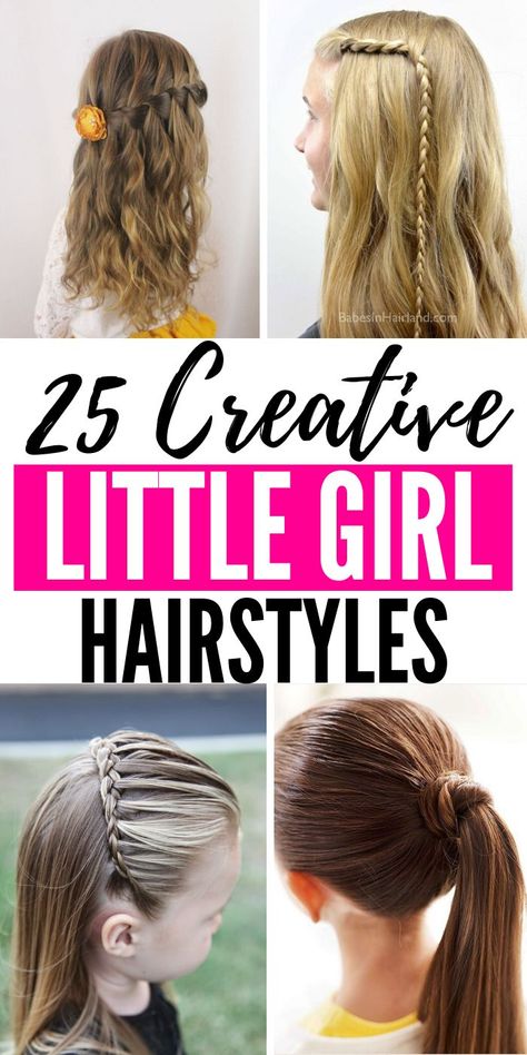 25 Creative Little Girl Hairstyles to consider doing for easy school hair styles, events, and more. Easy hairstyles for girls that will be fun for you and your little one. #hair #tutorial #little #girls #easy #creative #braids #down #up #halfup Ideas, Diy Hairstyles, Kids Hairstyles, Easy Hairstyles For School, Hairstyles For School, Hairstyles Theme, Cool Easy Hairstyles