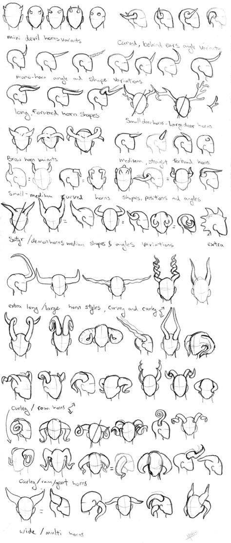 artist-refs: Fantasy horn ref by Law-of-Murph ----------------- The different styles and angles I think helps a lot when trying to pick what type you want to use. Drawing Tutorials, Animation, Drawing People, Drawing Techniques, Drawing Tips, Drawing Reference Poses, Drawing Poses, Drawing Reference, Drawing Tutorial