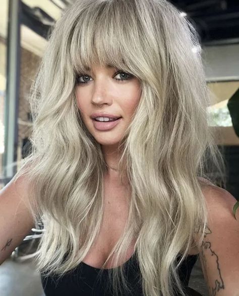Fall 2022 Hair Color Trends: Less Contrast · Timeless Blonde · All Over Color · Rootless Blonde · Buttery, Champagne Tones · Shag Haircut · Photo Credit: Instagram via @rachelwstylist Hair Styles, Balayage, Short Hair Styles, Long Hair Styles, Big Hair, Blond, Hair Cuts, Thick Hair Styles, Long Hair With Bangs