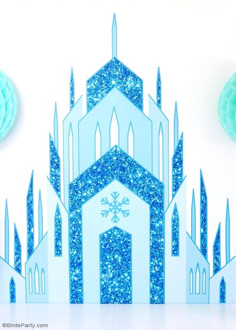 Quick & Easy DIY Frozen Inspired Backdrop - learn to create this stunning, awesome backdrop using printables for your little princesse's birthday party! | BirdsParty.com Frozen Decorations, Frozen Party Decorations, Frozen Theme Party, Diy Birthday Party, Frozen Birthday Party Decorations, Frozen Themed Birthday Party, Frozen Birthday Theme, Birthday Party Decorations, Frozen Theme