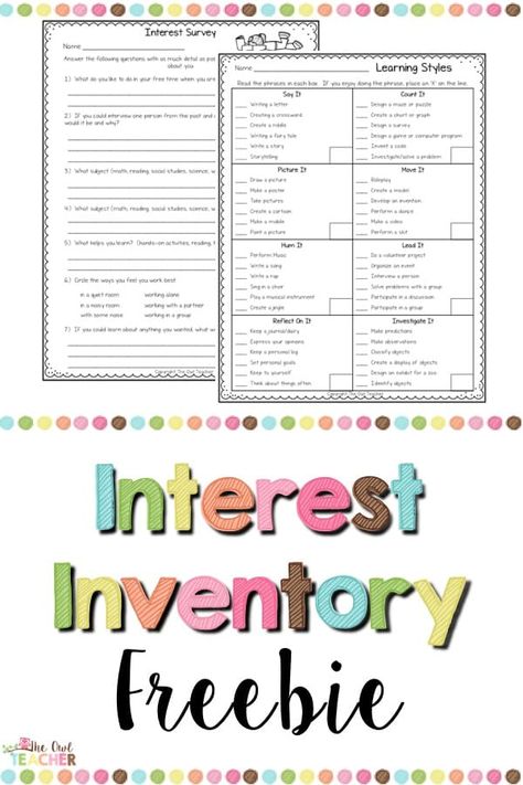 One of the best ways to get to know your new students is through an interest inventory. I love to collect as much information as I can about my students at the start of the school year. I want to know about their likes, their dislikes, their learning style, and so much more. The Purpose ... Read More about Grab this Interest Inventory! Ideas, Student Survey Middle School, Student Survey Elementary, Interest Inventory Elementary, Career Exploration Middle School, Student Interest Survey, Student Interest Inventory, Reading Interest Inventory, Reading Interest Survey
