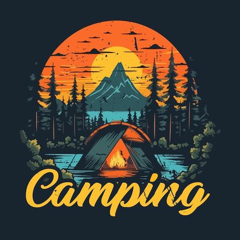 Design, Vintage, Retro, Cali, Camping, Camping Art, Adventure Design, Camping Wallpaper, Adventure Graphic Design