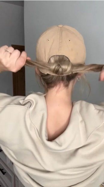 Apps, Hairstyles With Hats Ball Caps, Ponytail With Hat, Hairstyles With A Hat, Low Bun With Hat Baseball Caps, Hairstyles For Hats, Low Bun With Hat, Headband Hairstyles, Hairstyles With Hat