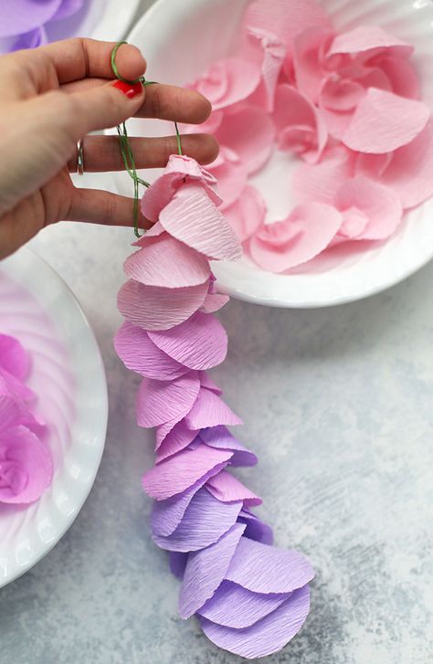 How to Make Crepe Paper Wisteria • One Lovely Life Paper Flowers, Floral, Tissue Paper Flowers, Diy, Paper Flowers Diy, Diy Flowers, Flowers Diy, Paper Flowers Craft, Flower Making