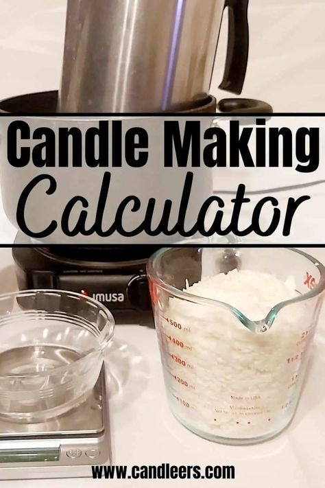 Candle making calculator to help you easily find out how much wax and fragrance oil you need to fill your containers, no matter what size the containers are. #candlemaking #candlewax #fragranceoil #diycandles #makingcandles Chandeliers, Diy, Candle Making Materials, Candle Making For Beginners, Candle Making Business, Candle Making Fragrance, Diy Candles Scented, Candle Making Recipes, Candle Making
