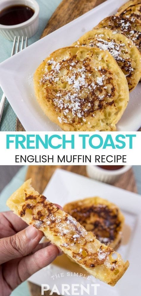 English Muffin French Toast Recipe is perfect for families and mornings together! Serve it with powdered sugar and syrup of go the healthy route with cinnamon and bananas! It's an easy french toast recipe that also works great for french toast sticks, with simple ingredients you have on hand! This is a fun breakfast recipe #ad #BaysEnglishMuffins #frenchtoast #breakfastrecipes #englishmuffins #easyrecipe Ideas, Toast, Breads, Muffin, Bays English Muffins, English Muffin Breakfast, English Muffin Recipes, French Toast Bake, English Muffin Ideas Healthy