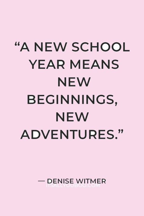“A new school year means new beginnings, new adventures, new friendships, and new challenges. The slate is clean and anything can happen” — Denise Witmer. September is almost here, it’s time to go back to school! Click here for 100 Happy Back to School Quotes for kids, teachers, and parents. Celebrate the return to the classroom with these motivational, encouraging, and funny quotes that are perfect for a lunchbox note. Have a happy school year! Ideas, Back To School Quotes For Teachers, Back To School Quotes Funny, Back To School Quotes, Year Quotes, Quotes About New Year, Teacher Quotes, Back To School Captions, High School Quotes