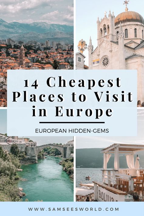 Here are the cheapest places to visit in Europe. From Montenegro to Czech Republic to Serbia to Poland to Spain and more! The best way to budget travel is to go to cheap travel destinations. #Travel #budget #cheap #Europe Backpacking Europe, Travel Destinations, Travelling Europe, Travelling Tips, Europe Destinations, Destinations, Trips, Wanderlust, Travel Cheap Destinations
