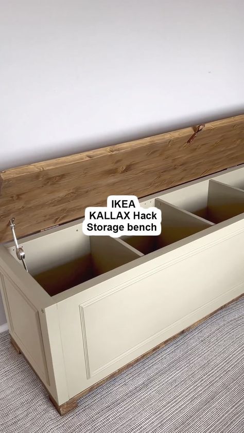 🌟 DIY IKEA Kallax Storage Bench 🌟 Looking to give your plain white furniture a trendy new look? Think outside the box and steal this… | Instagram Ikea, Ikea Furniture Hacks, Ikea Bench, Ikea Dining, Ikea Hack Bench, Ikea Storage, Bench With Storage, Ikea Diy, Ikea Kallax
