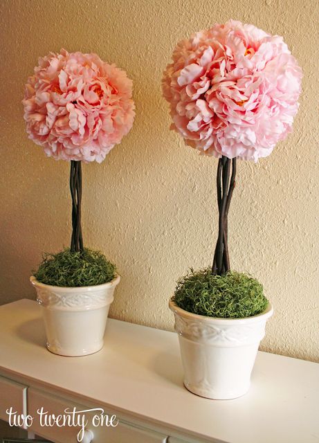 Click here to learn how to make a gorgeous peony flower topiary! Makes a great centrepiece for any Mad Tea Party table! Peonies, Decoration, Pink Peonies, Wedding Decor, Shaded Garden, Floral Arrangements, Paper Flowers, Flower Arrangements, Spring Decor