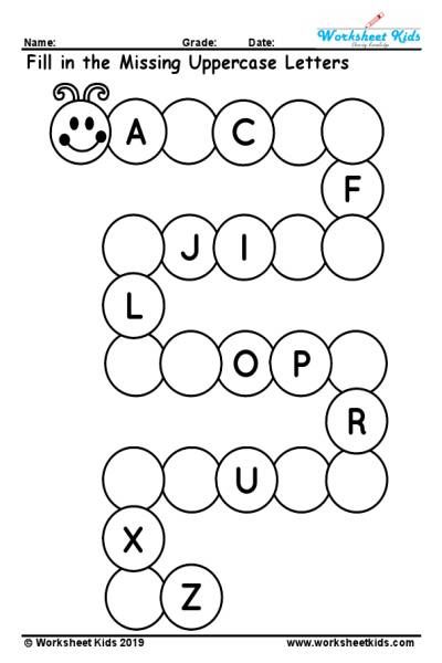 Free printable uppercase missing alphabet worksheet A to Z activity is wonderful way to test the kids understanding about uppercase English letters. kids finishing this worksheet practice will able to writing the letters A to Z. Easy Homework For Preschool, Pre K 4 Worksheets, Kindergarten At Home Learning, Missing Letters Worksheet, Aktiviti Prasekolah, Kertas Kerja Prasekolah, Alphabet Activities Kindergarten, Alphabet Worksheet, Missing Letters