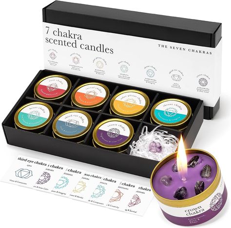 Chakra Candle Box Set of 7 with Crystals Inside | for Aromatherapy, Meditation, Yoga, Reiki and Mindfulness | Gift Box Candles Visit the Allegorie Store 4.7 4.7 out of 5 stars 72 ratings 50+ bought in past month 2 Price Changes Price: $44.99 Meditation, Yoga, Mindfulness, Aromatherapy, Third Eye, Chakra Candle, Scented Candles, Sacral Chakra, Third Eye Chakra
