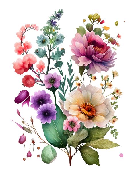 Flowers, Watercolour Flowers, Decoupage, Floral Watercolor, Flower Watercolor, Flower Border, Spring Flowers, Watercolor Flowers Pattern, Watercolor Floral Pattern