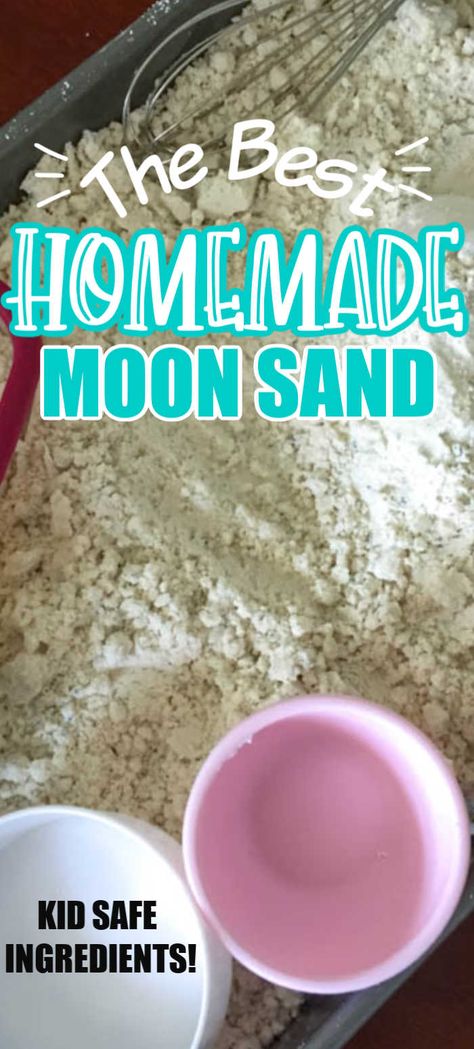 Summer, Diy, Crafts, Pre K, Homemade Moon Sand, Homemade Kinetic Sand With Flour, Play Sand Recipe, Sand Dough, Cloud Dough