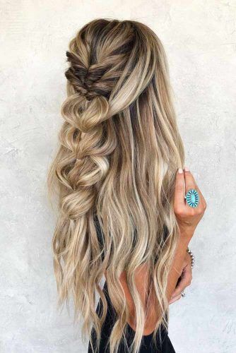 Stylish And Cute Homecoming Hairstyles ★ See more: https://lovehairstyles.com/cute-homecoming-hairstyles/ Down Hairstyles, Plaits, Bridal Hair, Long Hair Styles, Braided Half Updo, Wedding Hairstyles For Long Hair, Homecoming Hair Down, Cute Braided Hairstyles, Braids