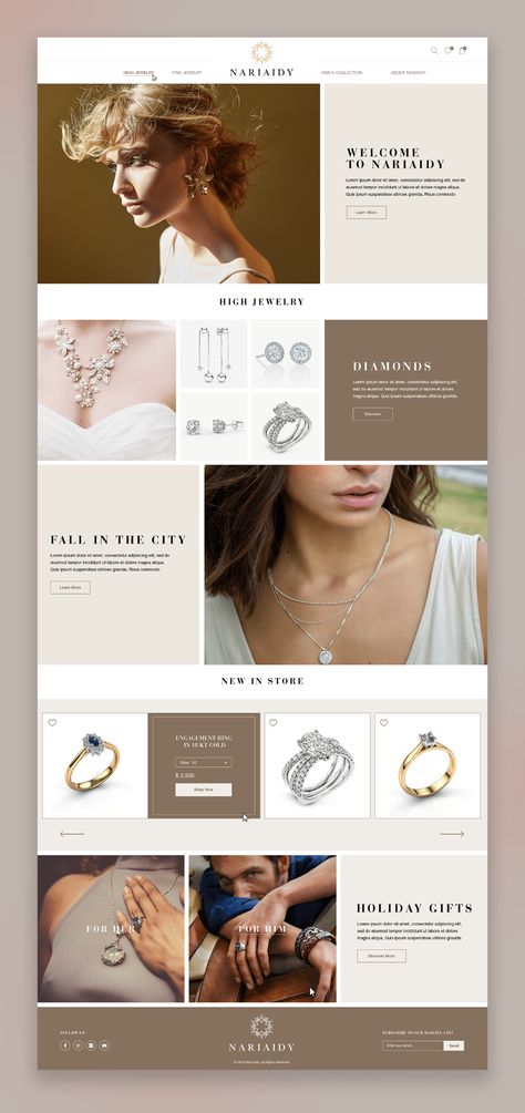 Website design for luxurious crafted jewelry brand on Behance Web Design, Behance, Jewerly Website, Romantic Website Design, Jewelry Branding Ideas, Jewelry Brand Logo, Elegant Website Design, Jewelry Website Design, Jewelry Websites