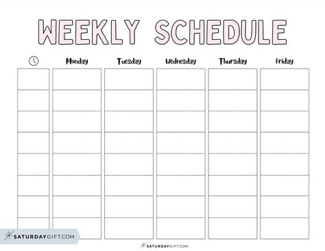 Weekly planner for school schedule or work schedule. Simple & cute design to write down class schedule or do time blocking. Days from Monday to Friday. Ideas, Doodles, English, Weekly Calendar Printable, Weekly Planner Printable, Weekly Schedule Printable, Weekly Calendar Template, Weekly Planner Template, Weekly Calendar
