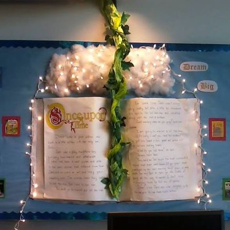 This fairy tale classroom display is absolutely magical. 😍 Create your own dream display with our range of fairy tale resources. Sign up for a free Twinkl account to discover the full range.   #fairytale #traditionaltale #beanstalk #dream #classroom #display #classroomdecor #teacher #teach #teachingassistant #teachingresources #twinkl #twinklresources Classroom Themes, Bulletin Boards, Pre K, Classroom Reading Area, Classroom Decorations, Fairy Tale Theme, Reading Corner Classroom, Reading Display, Classroom Displays