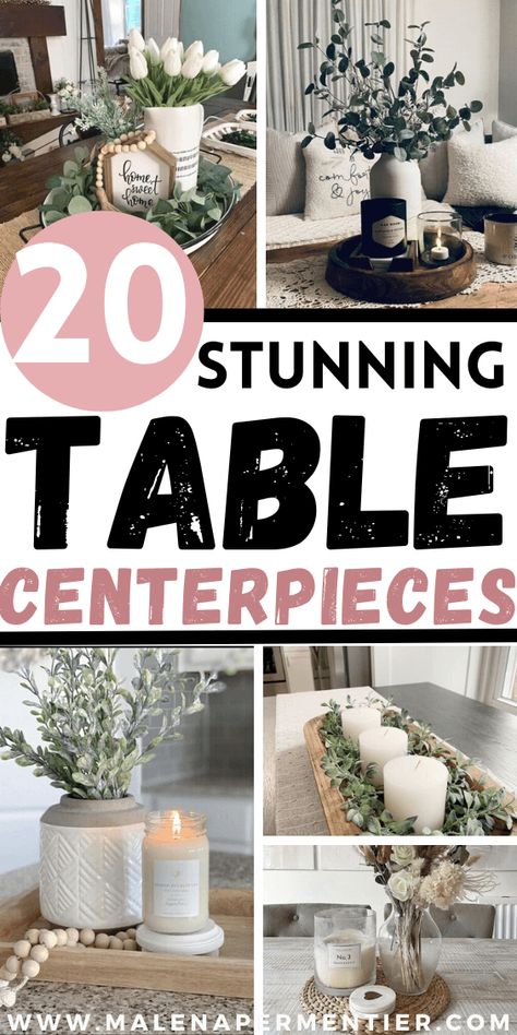 Everyday Table Centerpieces, Table Centerpieces For Home Everyday Modern, Table Centerpieces For Home, Center Piece For Dining Table, Round Table Centerpieces, Summer Table Decorations, Farmhouse Centerpiece Table Dining Rooms, Lazy Susan Ideas Table Top Decor, Round Table Settings