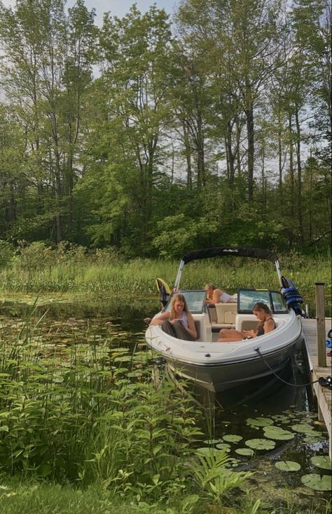#boat #boating #cottage #summervacation #summer #lake #pond #greenery #green #summerhouse #summerholiday Cottage By Lake Aesthetic, Lake Core Aesthetic, Cottage With Pond, Lakeside Cottage Aesthetic, Lake House Life Aesthetic, Cottagecore Lake House, River House Aesthetic, Cottage Core Lake House, Cabin On A Lake
