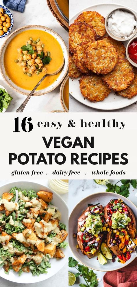 Plant Based Breakfast, Vegan Potato Soup, Healthy Potato Recipes, Vegetarian Potato Recipes, Vegan Recipes With Potatoes, Vegan Side Dishes, Vegan Potato Recipes, Vegan Recipes Potatoes, Vegan Sweet Potato Recipes