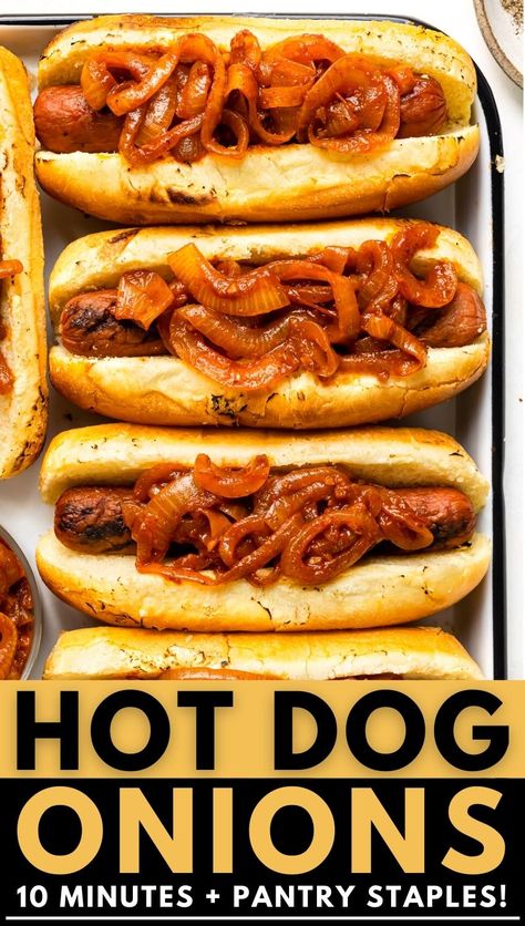Design, Dips, Sauces, Hot Dog Onion Sauce Recipe, Hot Dog Onions Recipe, Hot Dog Relish Recipe, Hot Dog Chili Sauce, Fried Hot Dogs, Hot Dog Sauce Recipe