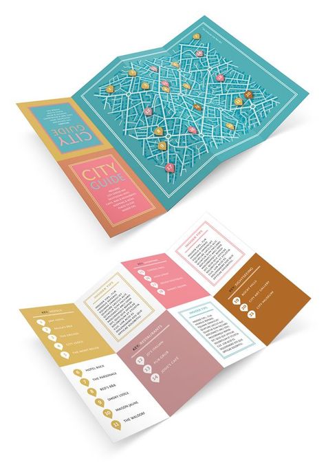 Design a Fold-Out City Guide in Adobe InDesign Travel Guides Layout, Ancient Map, Travel Guide Design, City Guide Design, How To Make Brochure, City Maps Design, Indesign Tutorials, Design City, Folded Maps