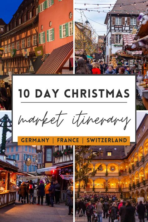 Get this free detailed Europe Christmas market itinerary! Travel through Germany, France, and Switzerland - visit markets in castles, cute villages, and cities. This is the perfect itinerary for anyone wanting to see a variety of markets in 10 days. Germany Travel, Europe Destinations, Christmas Markets Europe, Christmas Markets Germany, Christmas In Europe, Best European Christmas Markets, Best Christmas Markets, German Christmas Markets, Christmas Market