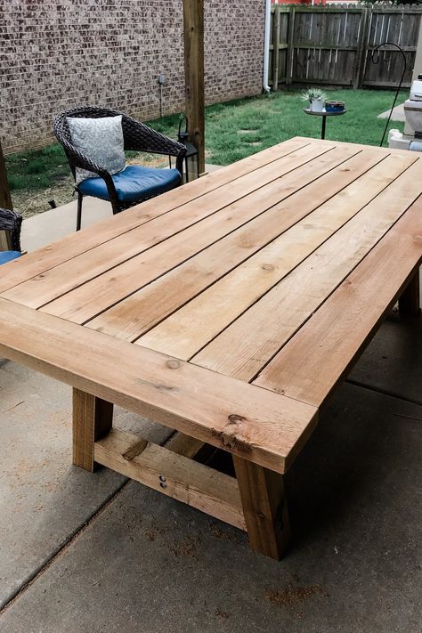 Outdoor, Outdoor Wood Dining Table, Outdoor Dining Table Diy, Diy Patio Tables, Diy Patio Table, Deck Dining Table, Outdoor Entertaining Table, Diy Patio Furniture, Wood Patio Table