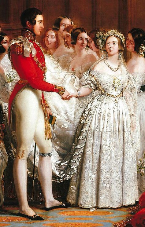 Painting of the wedding of Queen Victoria and Prince Albert, 1840. Queen Victoria Wedding Dress, Queen Victoria Husband, Queen Victoria Wedding, Queen Victoria Family, Victoria Prince, Queen Victoria Prince Albert, British Wedding, Royal Collection Trust, Victoria Wedding