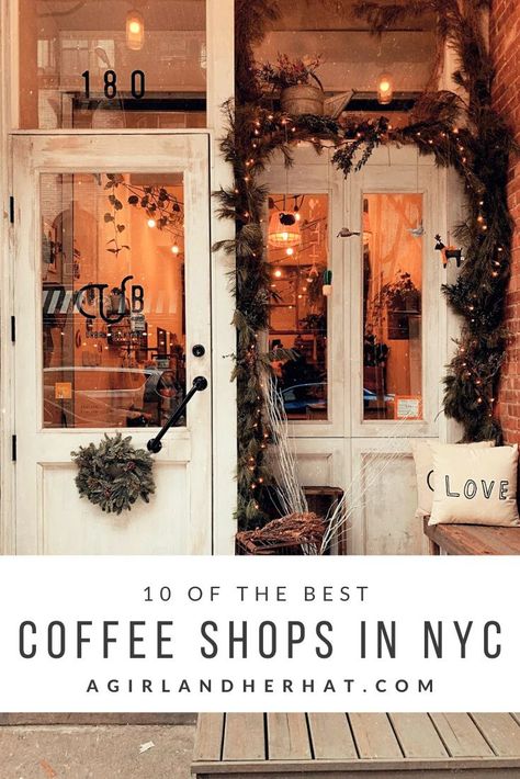 If you love coffee, like me, NYC is full of amazing coffee shops. This list will take you to my favorite spots that I know you'll enjoy!   #coffee #coffeeshops #NYC #travelguide #travel #traveltips #howto Decoration, Inspiration, Coffee Shop Aesthetic, Nyc Coffee Shop, Cozy Coffee Shop, New York Coffee, Coffee Cozy, Cool Cafe, Shopping