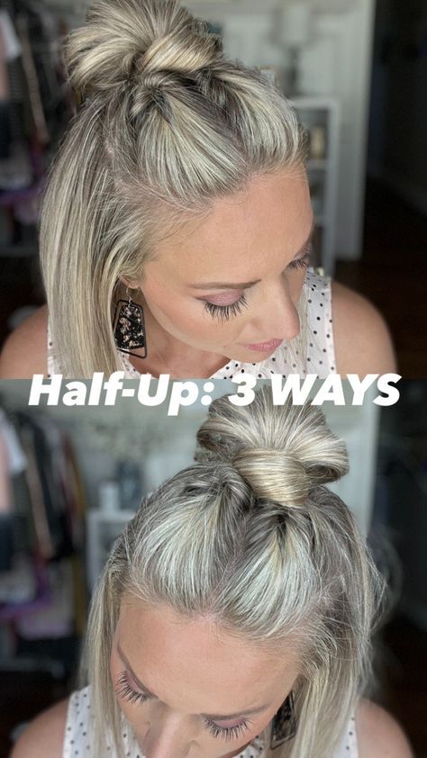 Half Top Knot, Easy Updos For Medium Hair, Easy Hairstyles Quick, Easy Work Hairstyles, Hair Diy Styles Easy, Easy Hairstyles For Medium Hair, Easy Hairstyles For Work, Easy Medium Hairstyles, Easy Hair Dos