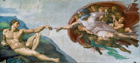 Most Famous Paintings: The Creation Of Adam, by Michelangelo (source: wiki) Dali City, Ange, Ilustrasi, Dali, Resim, Artist, Renaissance Art, Fotos, Rennaissance Art