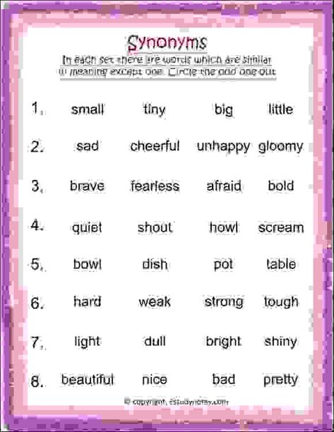 Odd One Out-Synonyms Worksheet 1 - EStudyNotes Architecture, Worksheets, Nouns, Synonym Worksheet, Grammar For Kids, Grammar Worksheets, Speech And Language, English Grammar Worksheets, Teaching Vocabulary