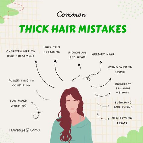 10 Common Thick Hair Mistakes—Plus How to Avoid Them – HairstyleCamp Glow, Inspiration, Tips For Thick Hair, Hair Treatment Damaged, Get Thicker Hair, Thin Hair Care, Grow Thinning Hair, Hair Detangler, Parting Hair