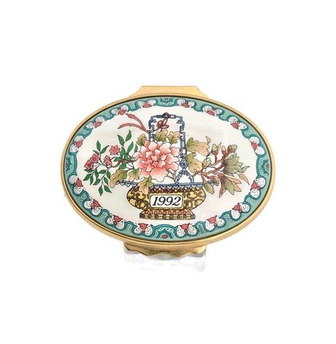HALCYON DAYS 1992 Enamel Box | Bilston & Battersea Enamels | Collectible Halcyon Boxes | Special Occasion Gift | 28th Anniversary Gift by AtoZCherishedVintage on Etsy French Country, England, Special Occasion, Retro, Halcyon Days, Copper, Gold Wash, Artisan Craft, Vintage Gifts