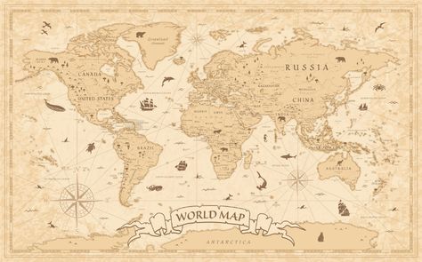 Vintage, Retro, Map Design, Map Poster, Map Print, World Map Poster, Vintage World Map Poster, Vintage World Maps, World Map Printable