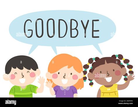 Download this stock image: Illustration of Kids Waving and Saying Goodbye at the Same Time - 2BDP5P4 from Alamy's library of millions of high resolution stock photos, illustrations and vectors. Waves, Kids, Sayings, Saying Goodbye, Goodbye, Children Illustration, Photo, Waves Goodbye, Stock Photos