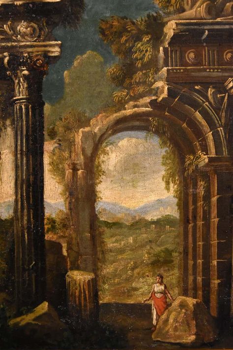 For Sale on 1stDibs - Ruins Landscape Codazzi Paint Oil on canvas Old master 18th Century Roma Italy, Oil Paint by Niccolò Codazzi (Naples, 1642 - Genoa, 1693). Offered by Antichita Castelbarco. Vintage, Italian Paintings, Old Famous Paintings, Classic Paintings, Roman Art, Old Paintings 18th Century, Old Greek, Old Art, Old Paintings